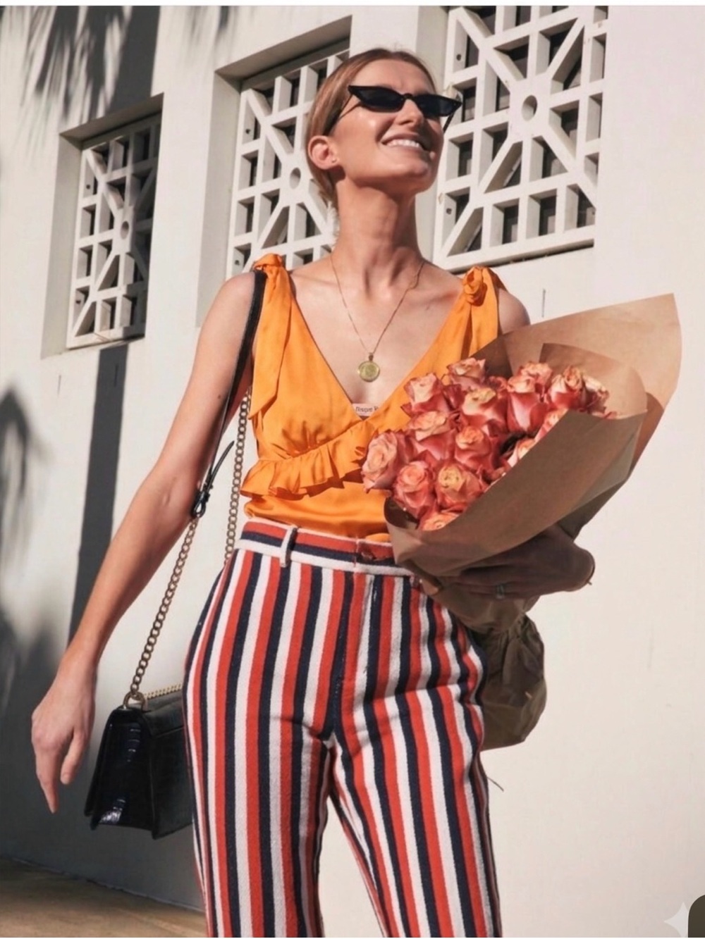 Maggie Marilyn The Diana‎ Cami Orange Ruffle Satin Tie Top US 4